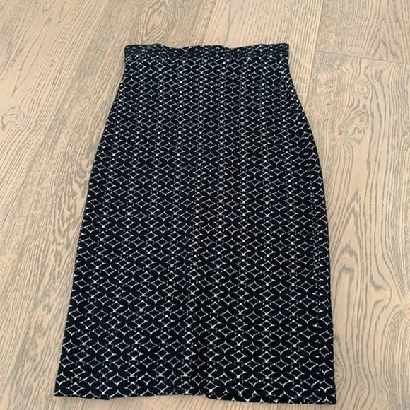NWOT Anthropologie Maeve Black & Cream Printed Stretchy Pencil Skirt, Size XXS - Picture 2 of 5